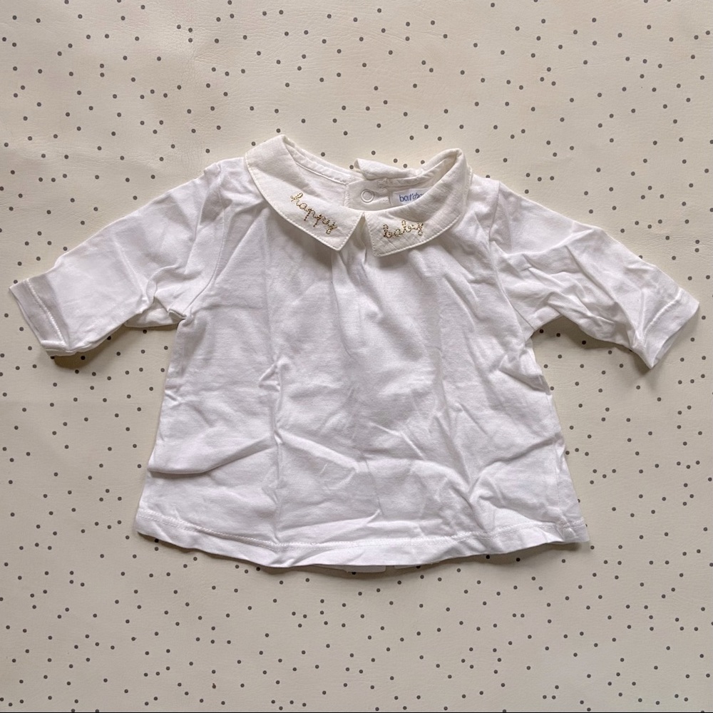 FRENCH “Happy Baby” embroidered top